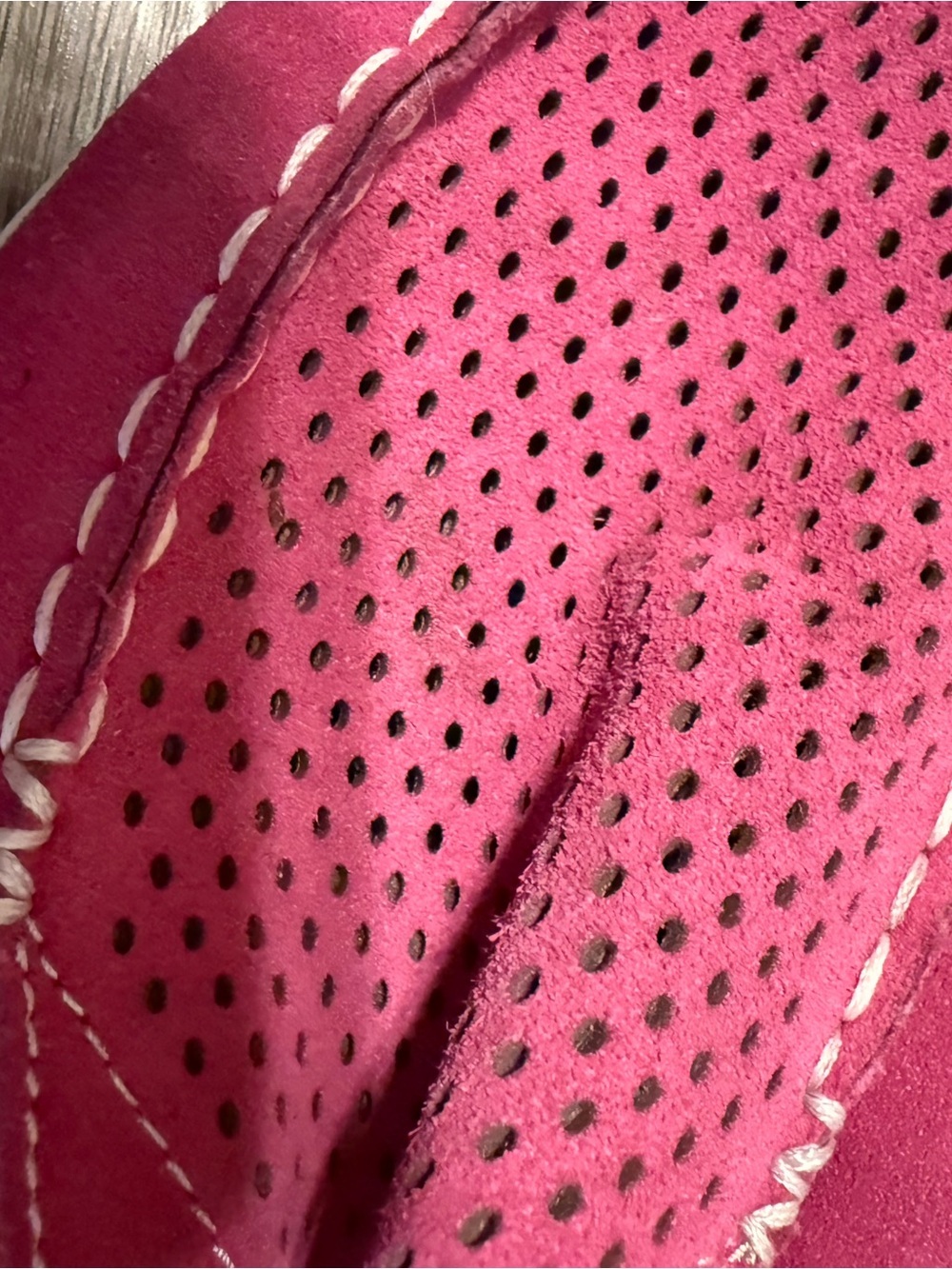 OluKai Pink Suede Perforated Slip-On Loafers - Picture 4 of 5